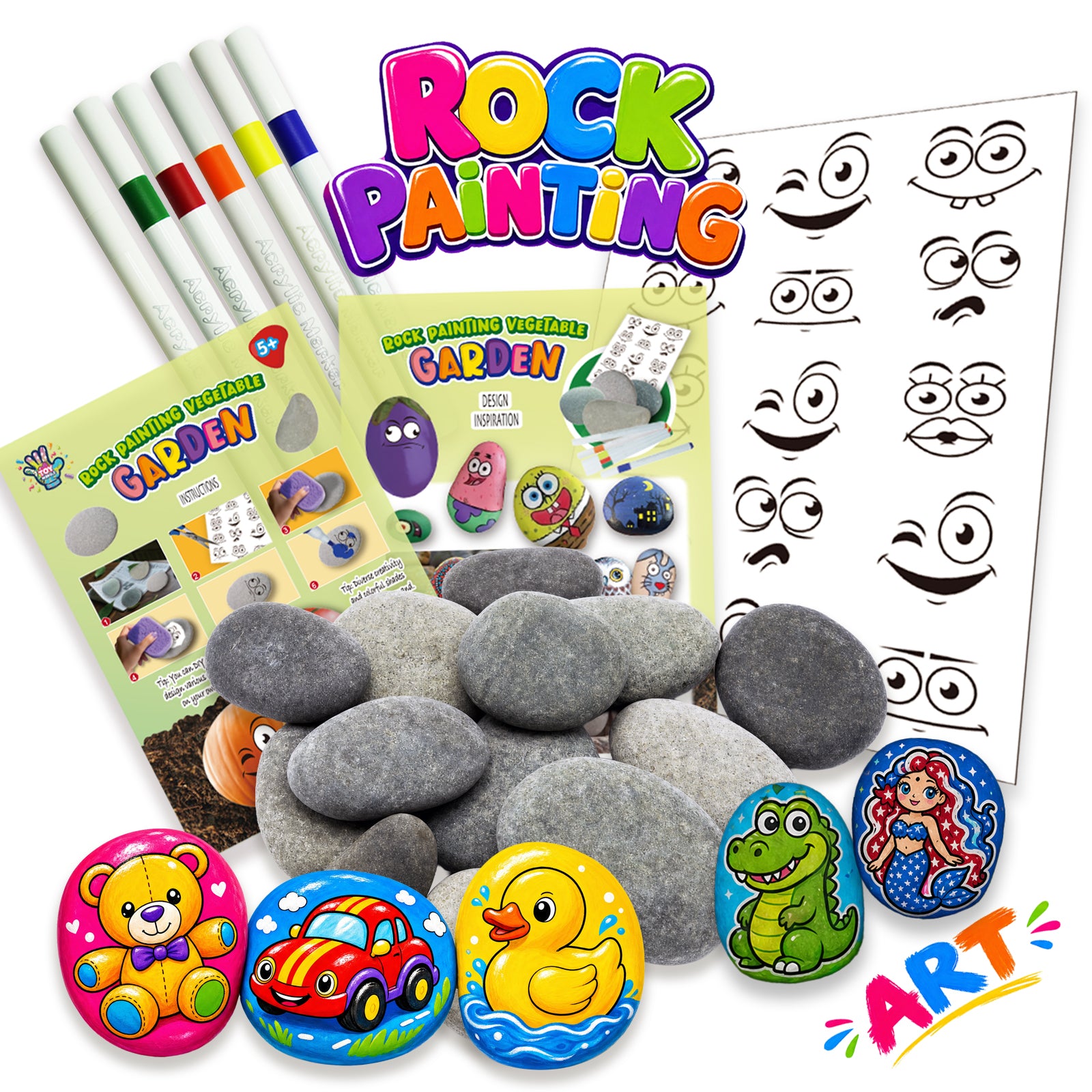 Toymingle Handmade Painted Colored Stones Art & Craft Kit 11 Piece