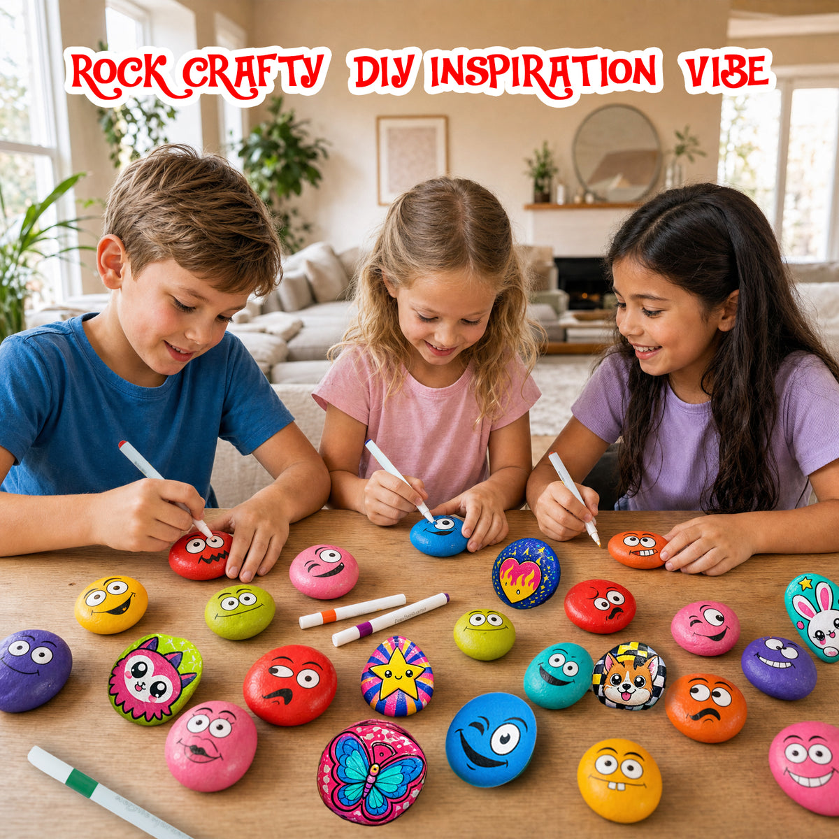 Toymingle Handmade Painted Colored Stones Art & Craft Kit 11 Piece