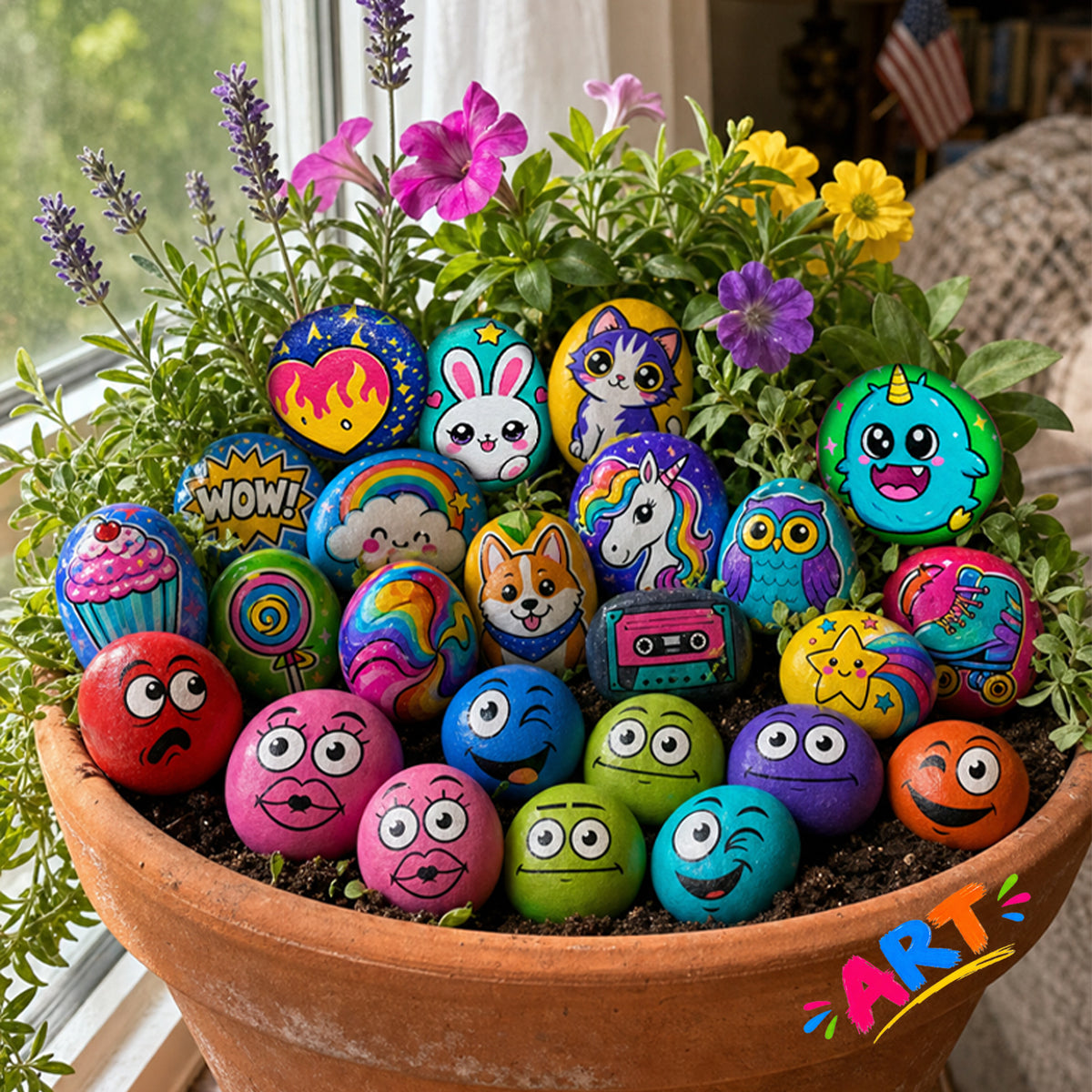 Toymingle Handmade Painted Colored Stones Art & Craft Kit 11 Piece