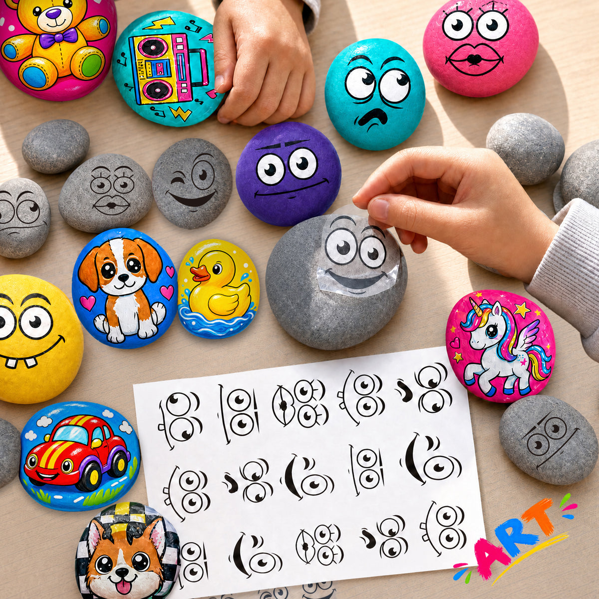 Toymingle Handmade Painted Colored Stones Art & Craft Kit 11 Piece