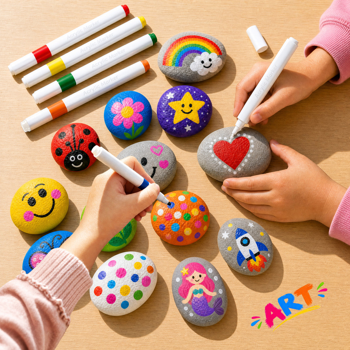 Toymingle Handmade Painted Colored Stones Art & Craft Kit 11 Piece